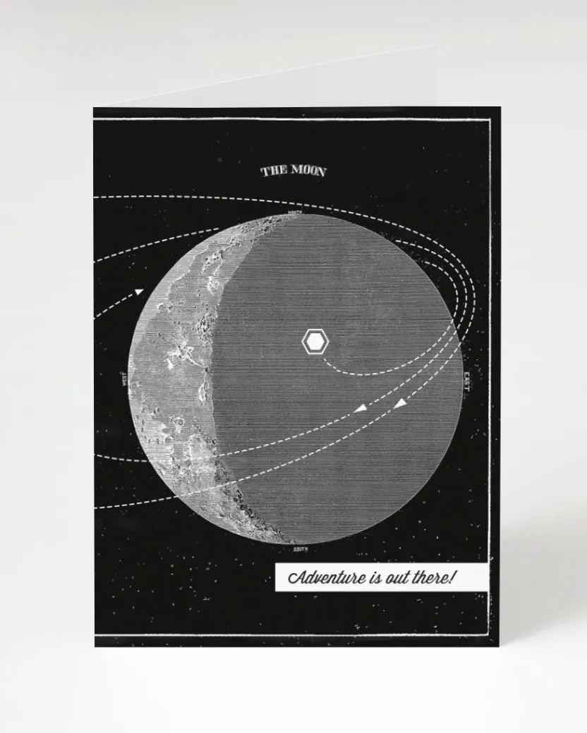 Cognitive Surplus Adventure is Out There! Moon Illustration Greeting Card* Greeting Cards | Astronomy