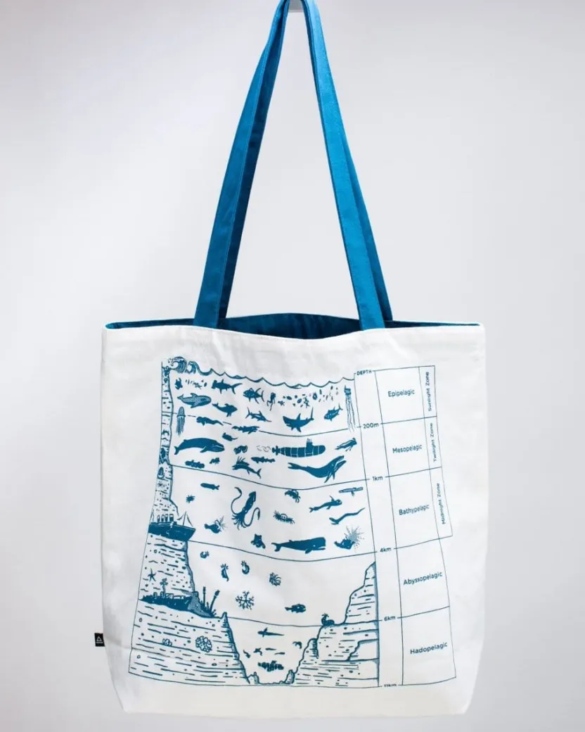 Cognitive Surplus Beneath the Waves | Reversible Canvas Tote Bag* Tote Bags | Marine Biology