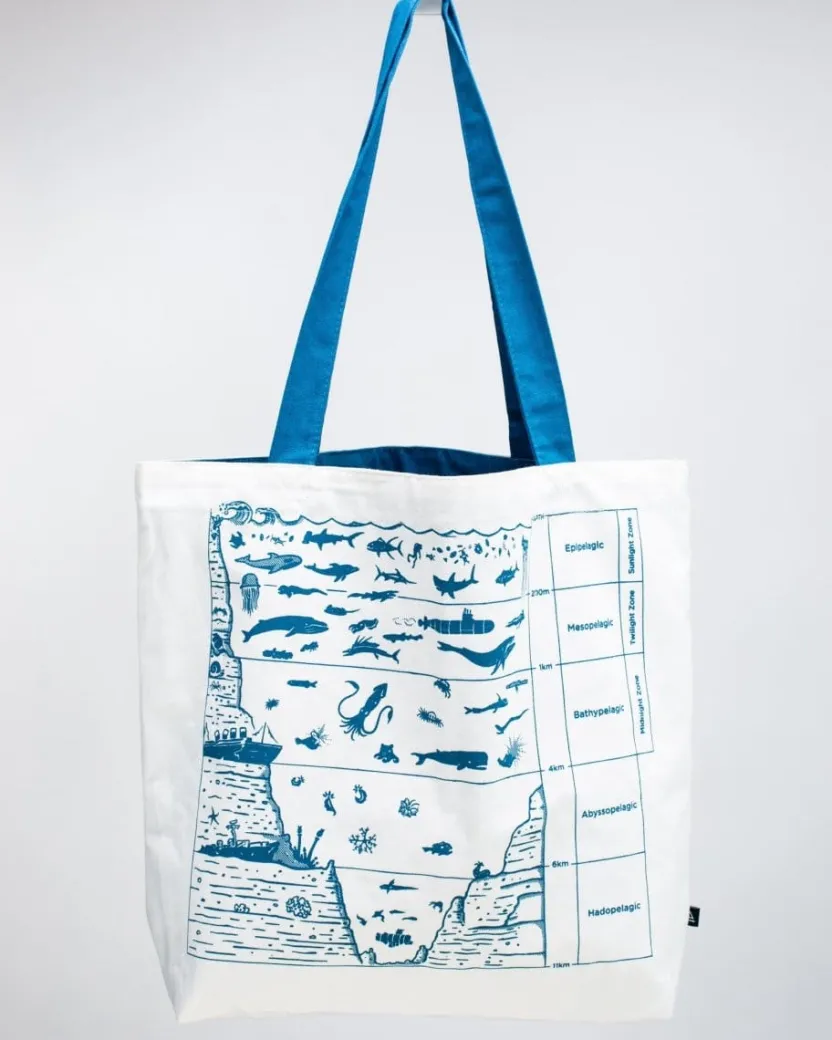 Cognitive Surplus Beneath the Waves | Reversible Canvas Tote Bag* Tote Bags | Marine Biology