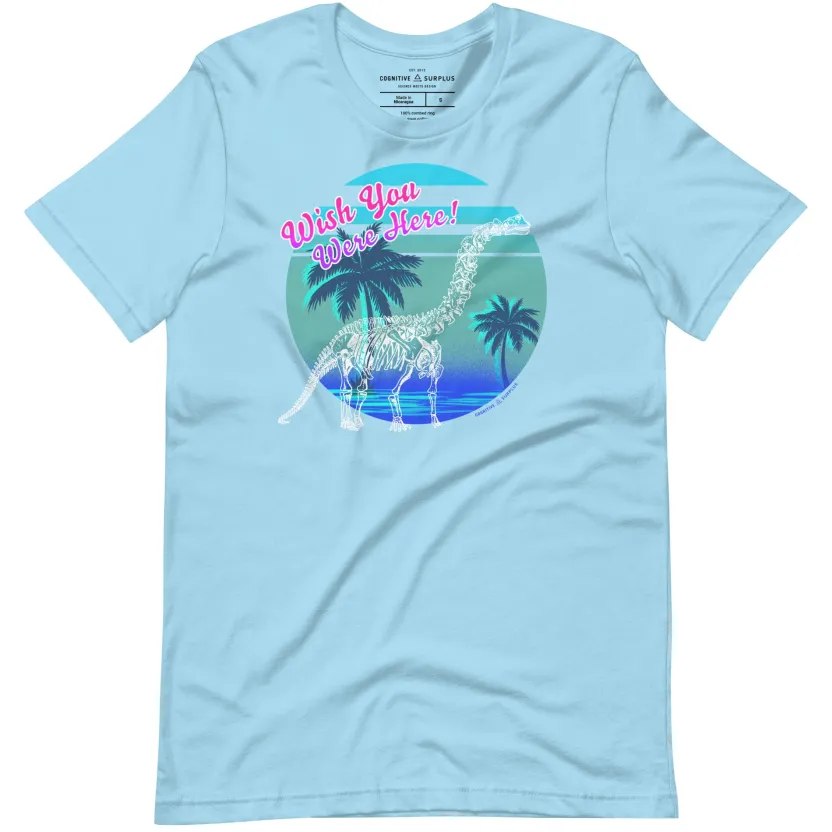 Cognitive Surplus Dinosaur Wish You Were Here Graphic Tee* Unisex Graphic Tees