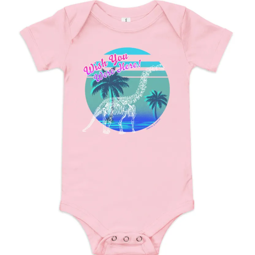 Cognitive Surplus Dinosaur Wish You Were Here Baby Bodysuit* Baby Bodysuits | Paleontology