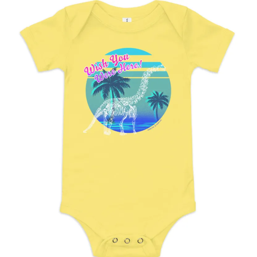 Cognitive Surplus Dinosaur Wish You Were Here Baby Bodysuit* Baby Bodysuits | Paleontology