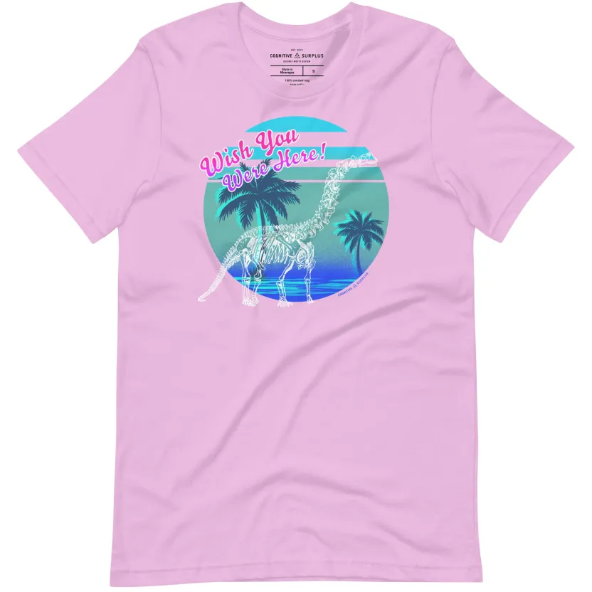Cognitive Surplus Dinosaur Wish You Were Here Graphic Tee* Unisex Graphic Tees