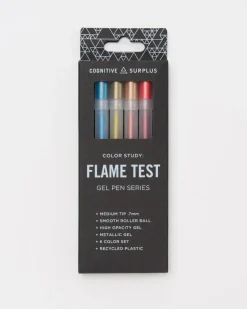 Cognitive Surplus Flame Test High-Opacity Metallic Gel Pens (Pack of 6)* Black Paper Notebooks | Pens