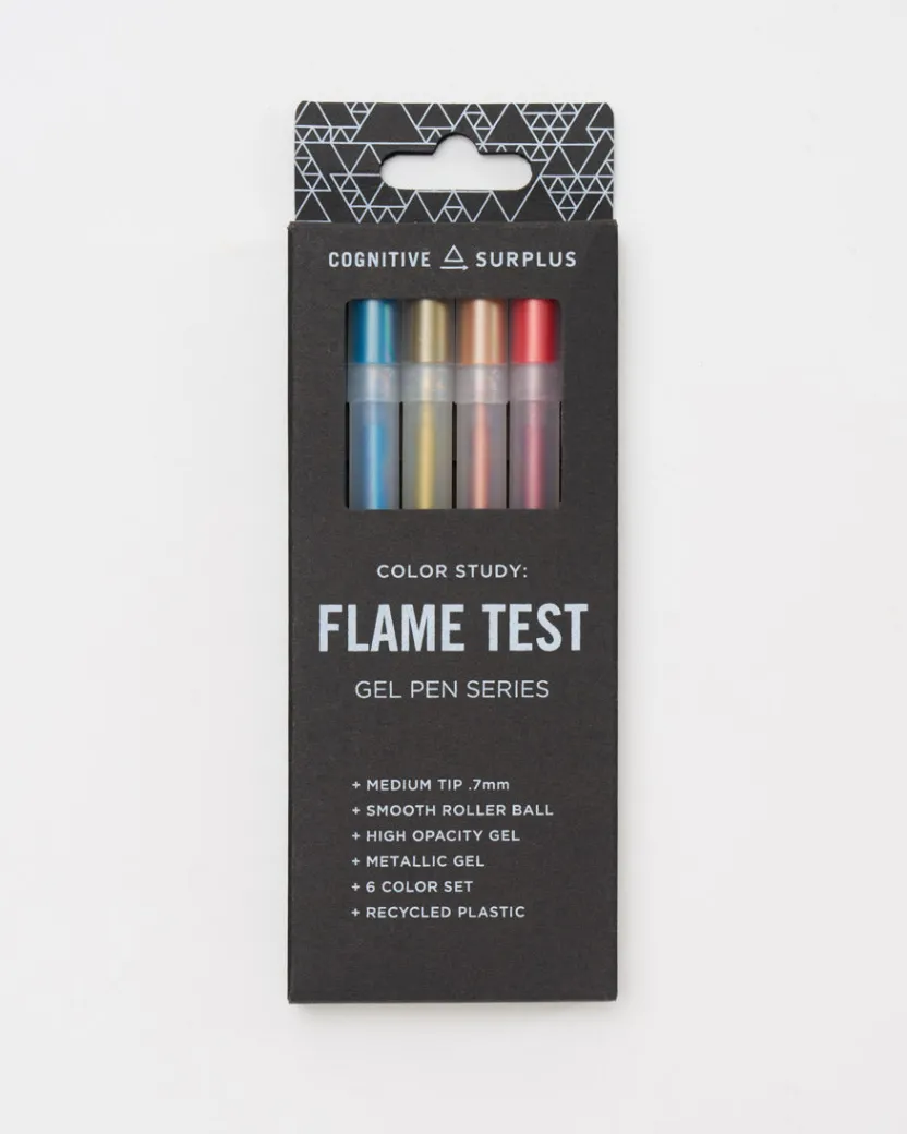 Cognitive Surplus Flame Test High-Opacity Metallic Gel Pens (Pack of 6)* Black Paper Notebooks | Pens