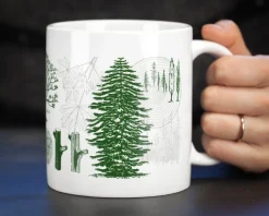 Cognitive Surplus Forest & Trees Mug 20 oz | Botanical Print Science Mug* Mugs | Biology