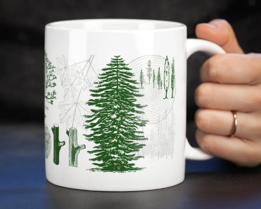 Cognitive Surplus Forest & Trees Mug 20 oz | Botanical Print Science Mug* Mugs | Biology