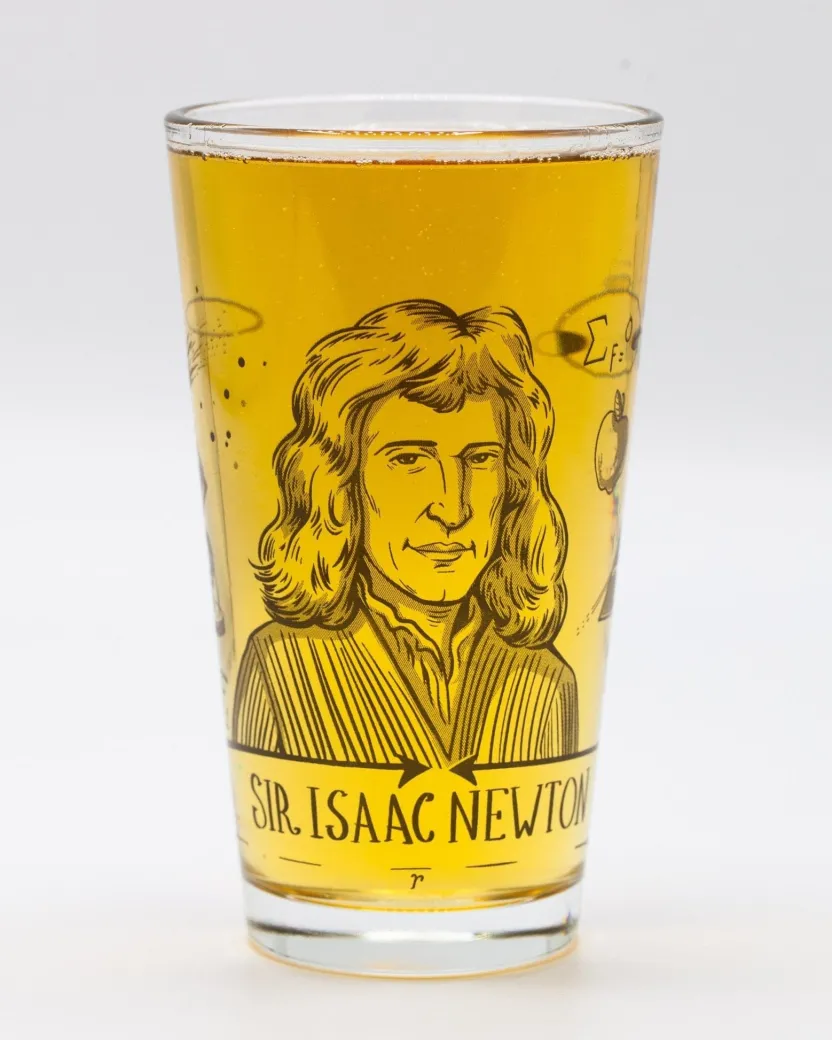 Cognitive Surplus Isaac Newton Pint Glass | Physics Gift* Beer Glasses | Physics