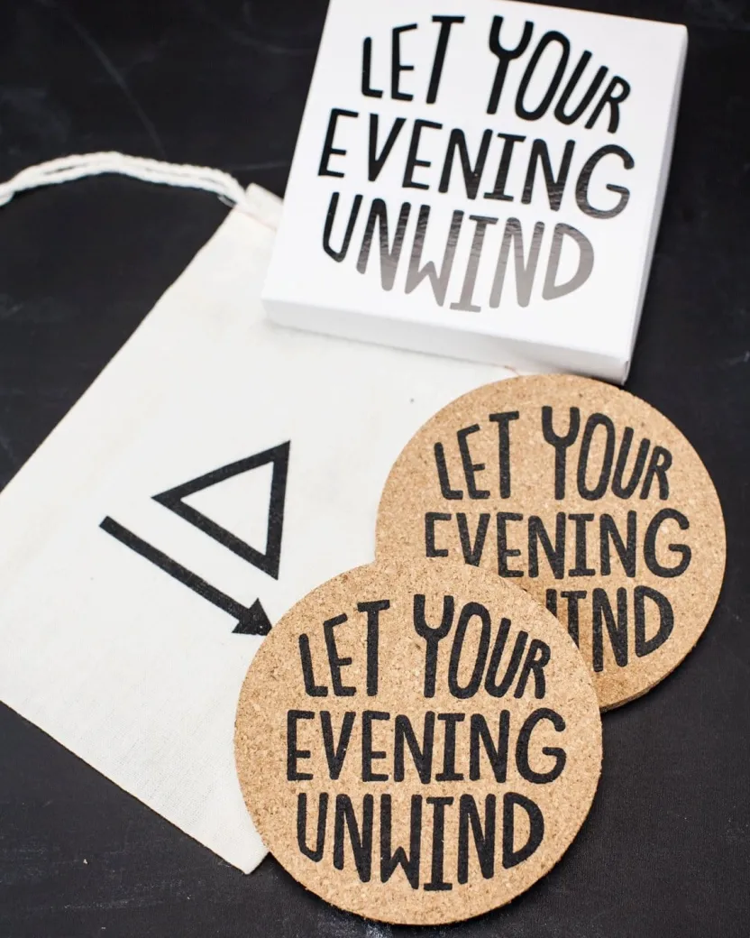 Cognitive Surplus Let Your Evening Unwind Coasters* Cocktail Accessories