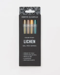 Cognitive Surplus Lichen Metallic Metallic Gel Pens (Pack of 6)* Black Paper Notebooks | Pens