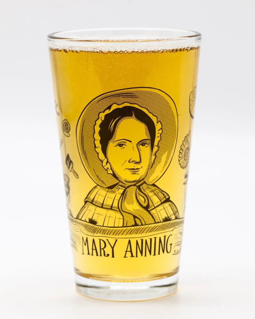 Cognitive Surplus Mary Anning Pint Glass | Science Pint Glass* Beer Glasses | Paleontology