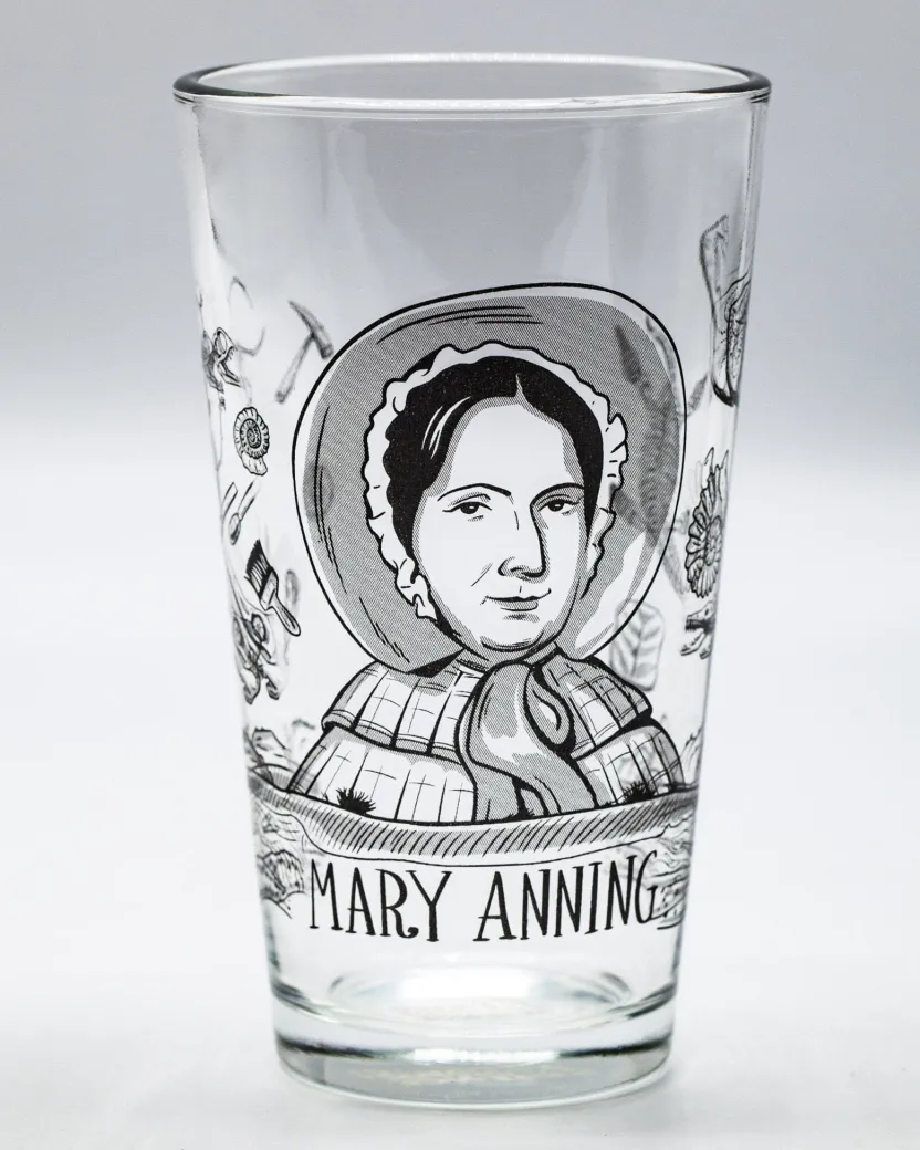 Cognitive Surplus Mary Anning Pint Glass | Science Pint Glass* Beer Glasses | Paleontology