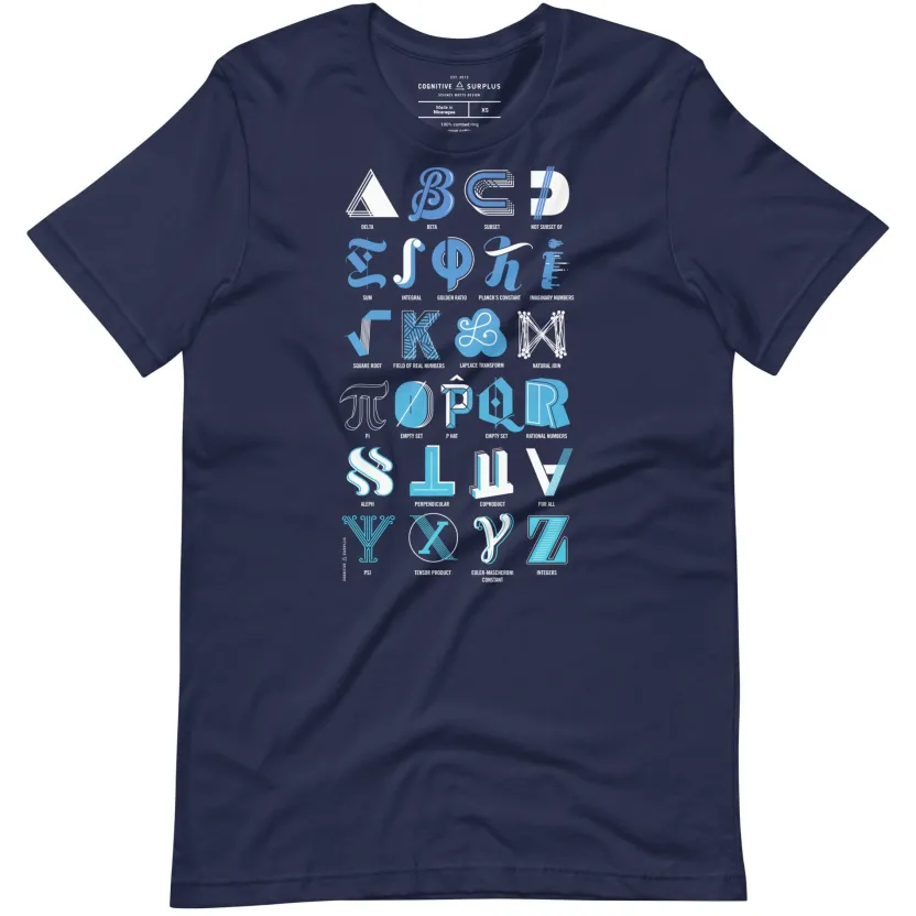 Cognitive Surplus Mathematical Alphabet Graphic Tee* Unisex Graphic Tees | Math