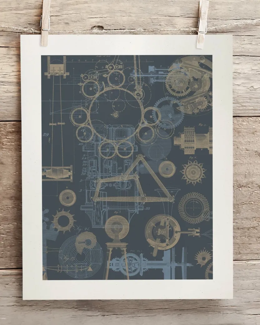 Cognitive Surplus Mechanical Engineering Scientific Illustration Museum Print* Wall Art | Physics
