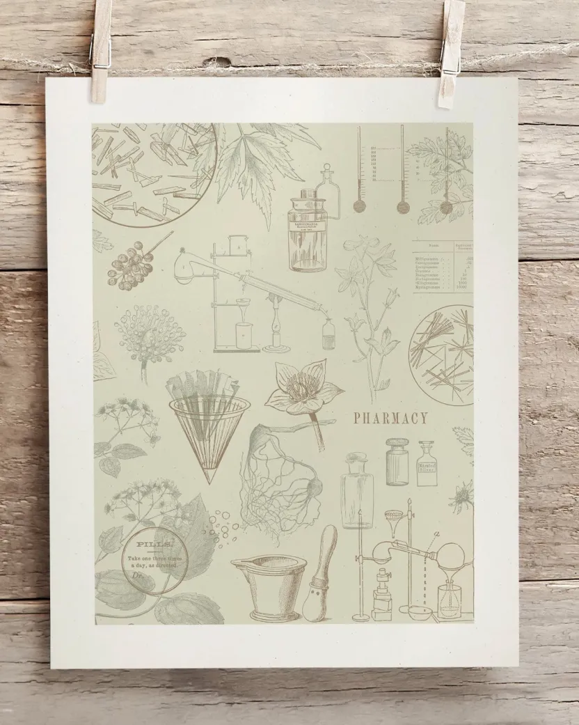 Cognitive Surplus Pharmacy Scientific Illustration Museum Print* Wall Art | Pharmacy