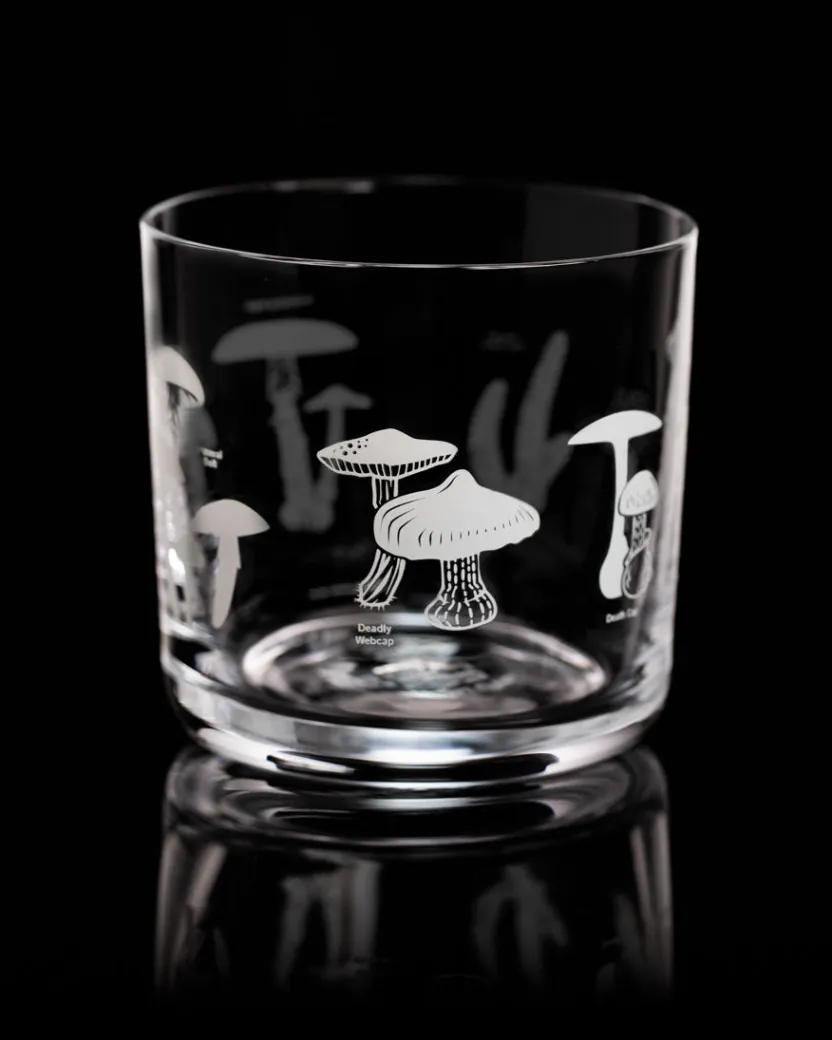 Cognitive Surplus Poisonous Mushrooms Whiskey Glass - Scotch Glass | * Rocks Glasses | Botany
