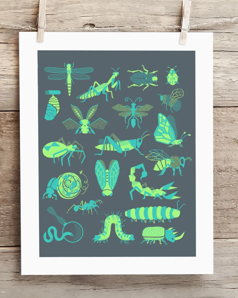 Cognitive Surplus Retro Insects Museum Print* Wall Art | Entomology