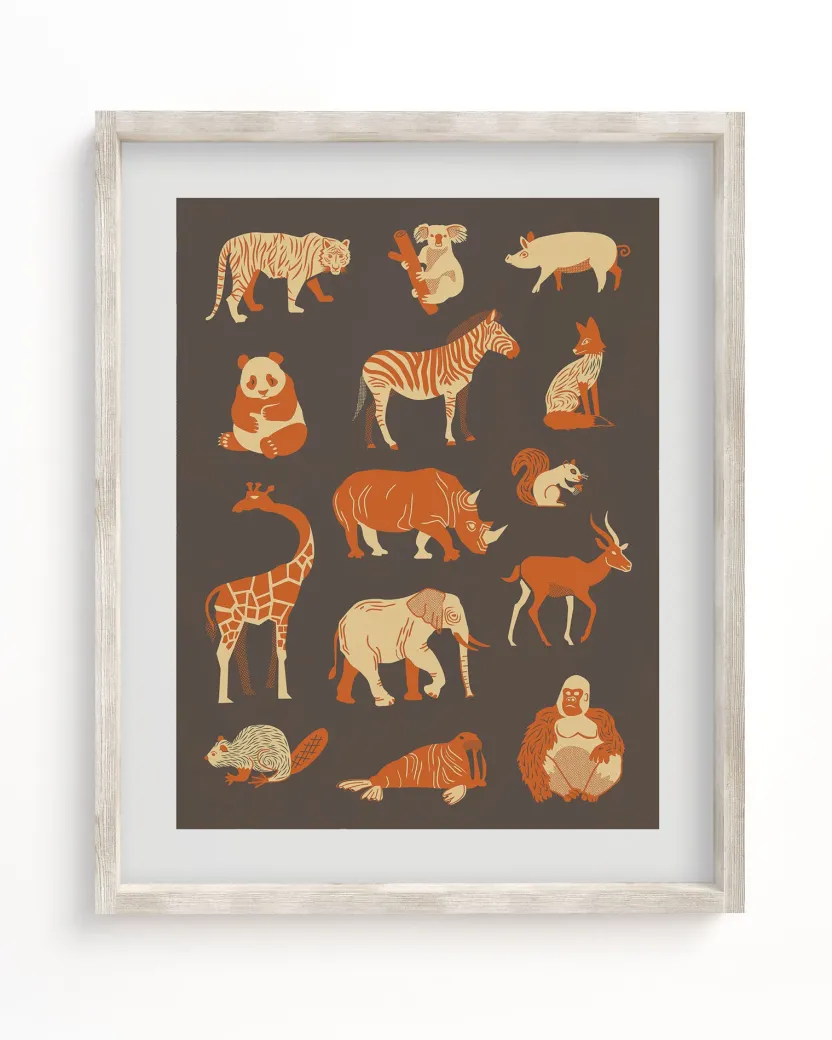 Cognitive Surplus Retro Mammals Museum Print* Wall Art | Veterinary Science