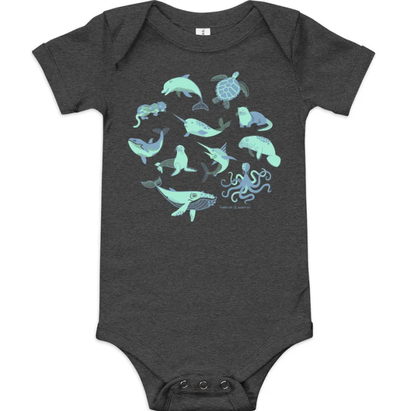Cognitive Surplus Retro Marine Life Baby Bodysuit* Baby Bodysuits | Marine Biology
