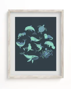 Cognitive Surplus Retro Marine Life Museum Print* Wall Art | Marine Biology