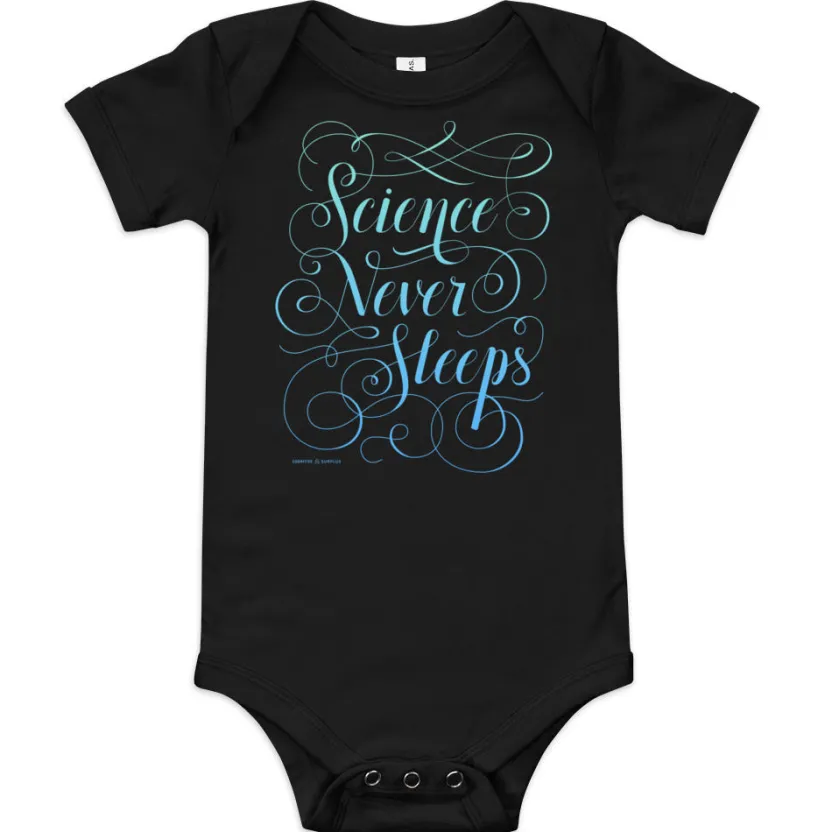 Cognitive Surplus Science Never Sleeps Baby Bodysuit* Baby Bodysuits