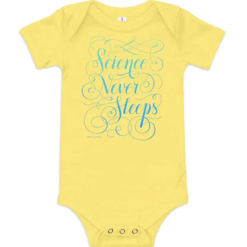 Cognitive Surplus Science Never Sleeps Baby Bodysuit* Baby Bodysuits