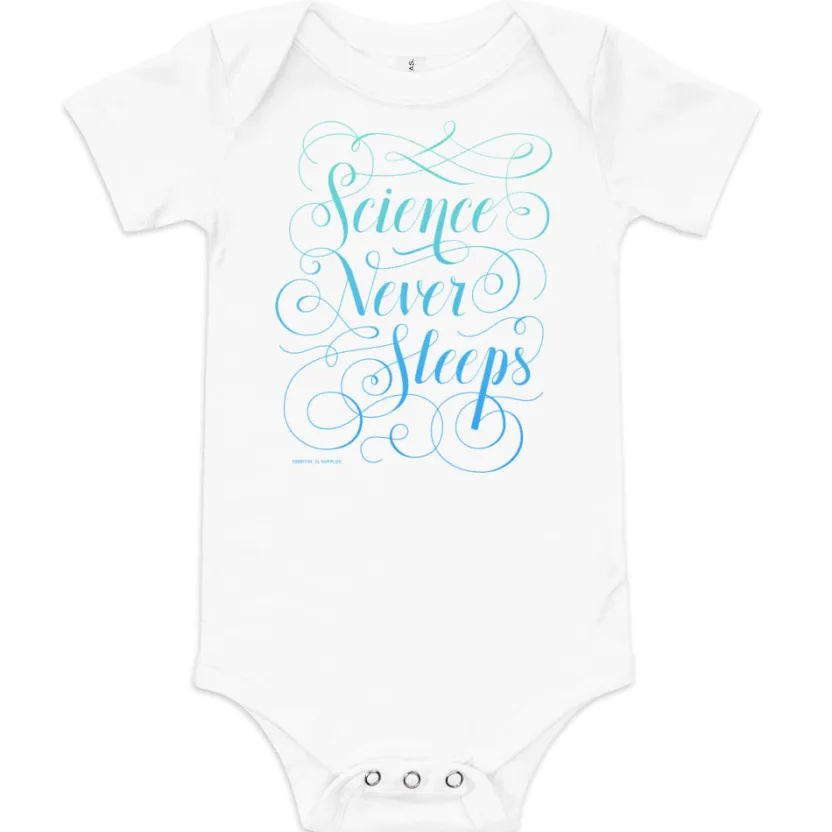 Cognitive Surplus Science Never Sleeps Baby Bodysuit* Baby Bodysuits