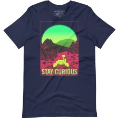 Cognitive Surplus Stay Curious - Vaporwave Mars Rover Graphic Tee* Unisex Graphic Tees | Engineering