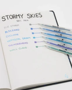 Cognitive Surplus Stormy Skies Metallic Gel Pens (Pack of 6)* Black Paper Notebooks | Pens