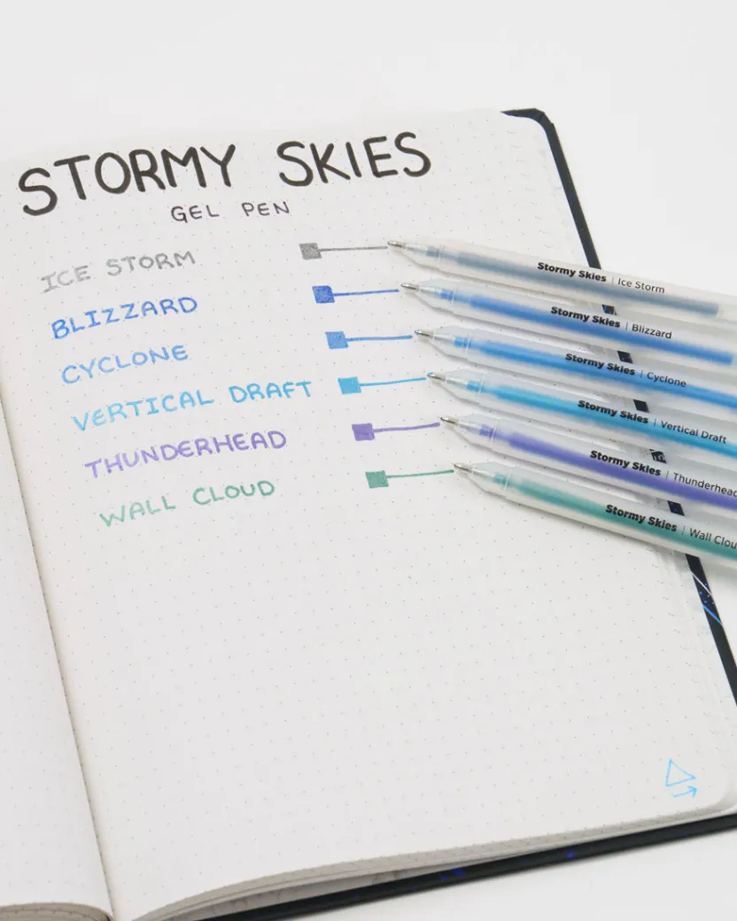 Cognitive Surplus Stormy Skies Metallic Gel Pens (Pack of 6)* Black Paper Notebooks | Pens