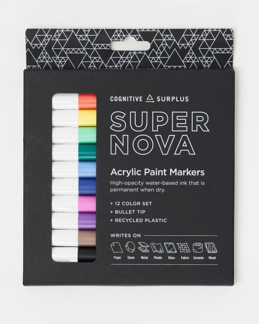 Cognitive Surplus Supernova Acrylic Markers (Pack of 12)* Black Paper Notebooks | Pens
