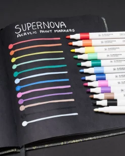 Cognitive Surplus Supernova Acrylic Markers (Pack of 12)* Black Paper Notebooks | Pens