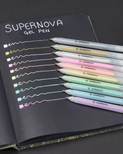 Cognitive Surplus Supernova Gel Pens (Pack of 10)* Black Paper Notebooks | Pens