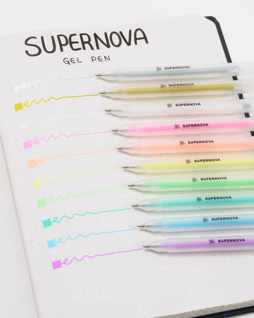 Cognitive Surplus Supernova Gel Pens (Pack of 10)* Black Paper Notebooks | Pens