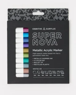 Cognitive Surplus Supernova Metallic Acrylic Markers (Pack of 12)* Black Paper Notebooks | Pens