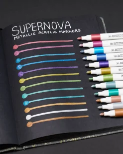 Cognitive Surplus Supernova Metallic Acrylic Markers (Pack of 12)* Black Paper Notebooks | Pens