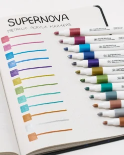 Cognitive Surplus Supernova Metallic Acrylic Markers (Pack of 12)* Black Paper Notebooks | Pens