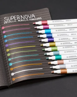 Cognitive Surplus Supernova Metallic Acrylic Markers (Pack of 12)* Black Paper Notebooks | Pens