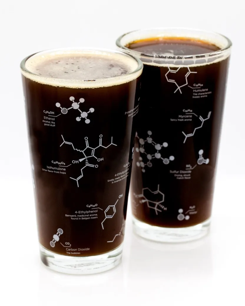 Cognitive Surplus The Science of Beer Pint Glass | Beer Chemistry Set of 2* Beer Glasses | Kitchen Science