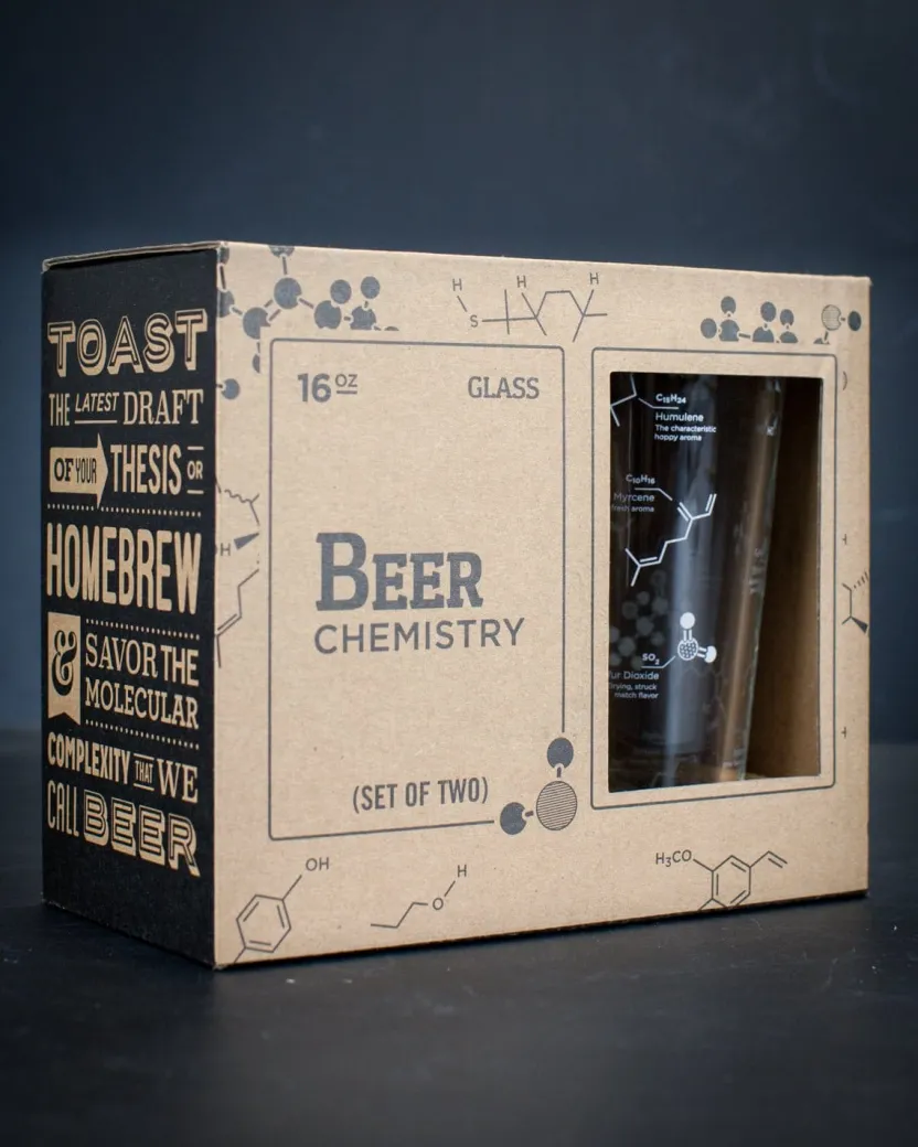 Cognitive Surplus The Science of Beer Pint Glass | Beer Chemistry Set of 2* Beer Glasses | Kitchen Science