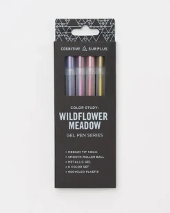 Cognitive Surplus Wildflower Meadow Metallic Gel Pens (Pack of 6)* Black Paper Notebooks | Pens