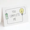 Cognitive Surplus You Complete Me Card - Circuit Love Card | * Greeting Cards | Physics
